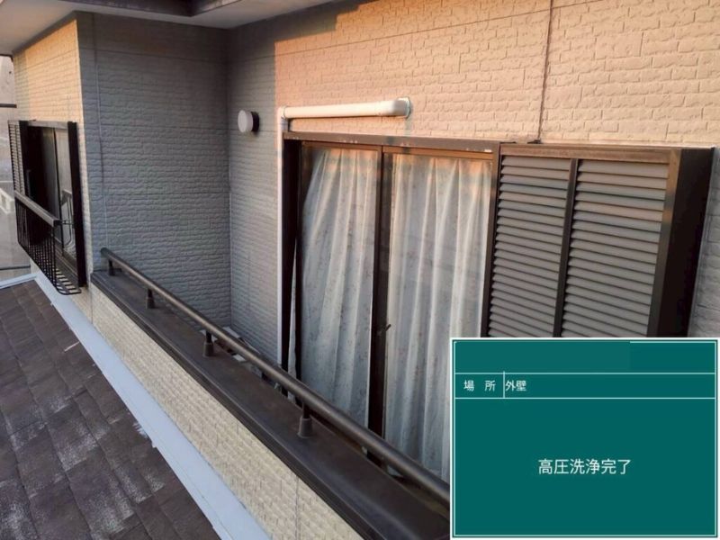 田辺市 外壁塗装 高圧洗浄完了後の様子