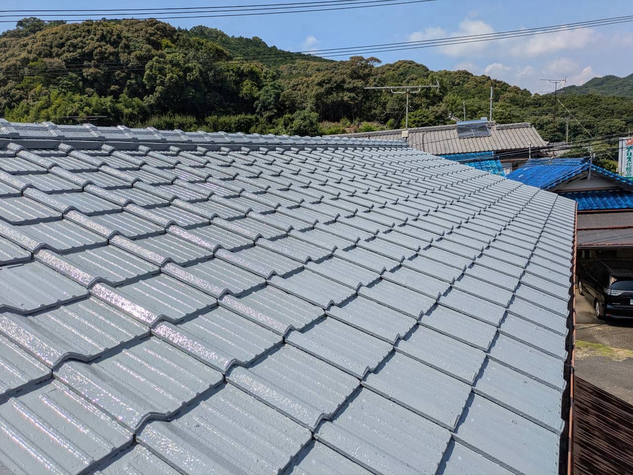 西牟婁郡N様邸の屋根塗装後にクールグレイで仕上がった屋根